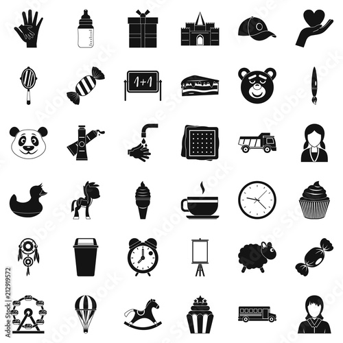 Child center icons set. Simple style of 36 child center vector icons for web isolated on white background