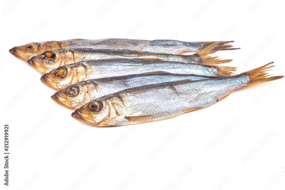 Smoked fish Baltic herring isolated on white background Smoked fish Baltic herring isolated on white background