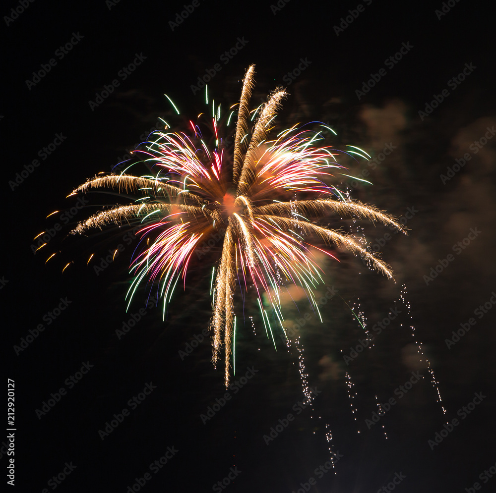 Colorful Fireworks Display on a Black Background