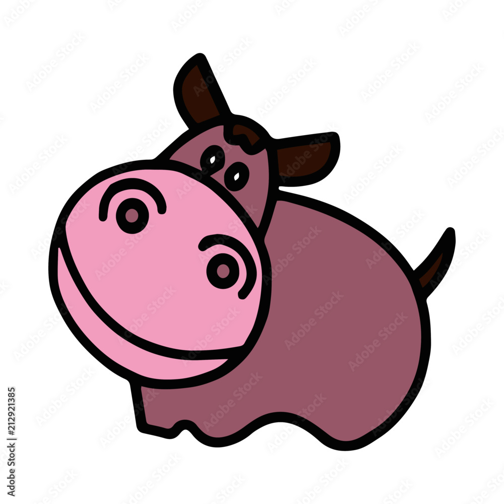 Hippo cartoon illustration isolated on white background for children color book Hippo cartoon illustration isolated on white background for children color book