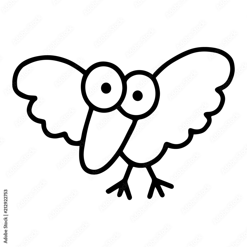 Naklejka premium Cute crow cartoon illustration isolated on white background for children color book