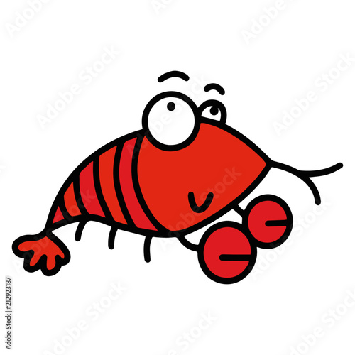 Shrimp cartoon illustration isolated on white background for children color book