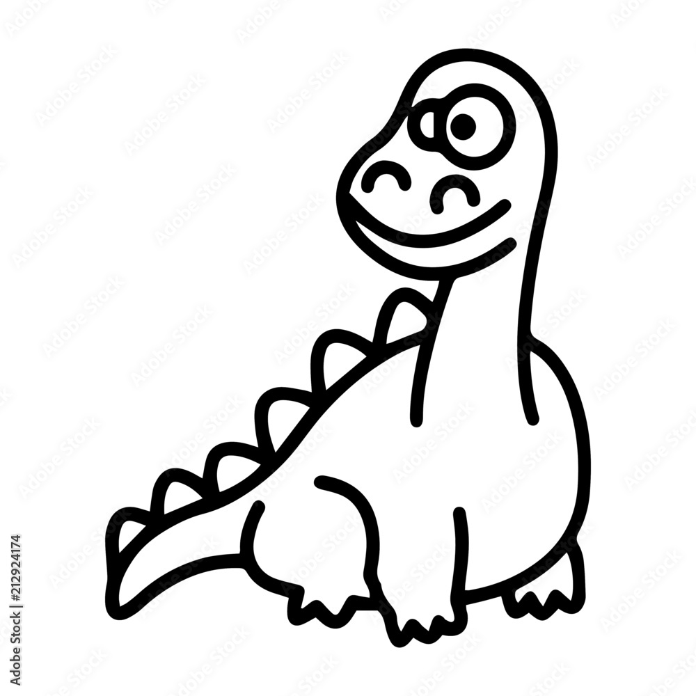 Diplodocus cartoon illustration isolated on white background for children color book Diplodocus cartoon illustration isolated on white background for children color book