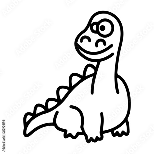 Diplodocus cartoon illustration isolated on white background for children color book