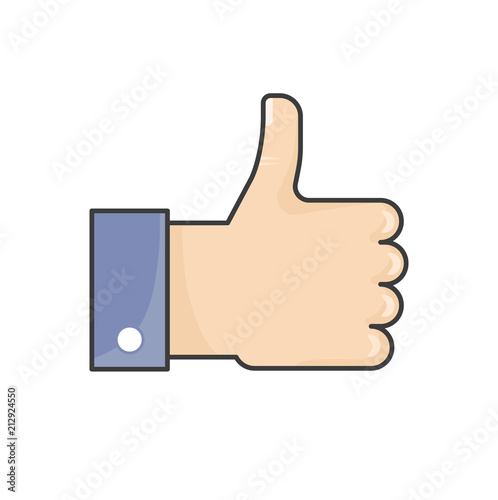 Hand Thumb Up icon flat. Illustration isolated on white background. Vector colorful sign symbol