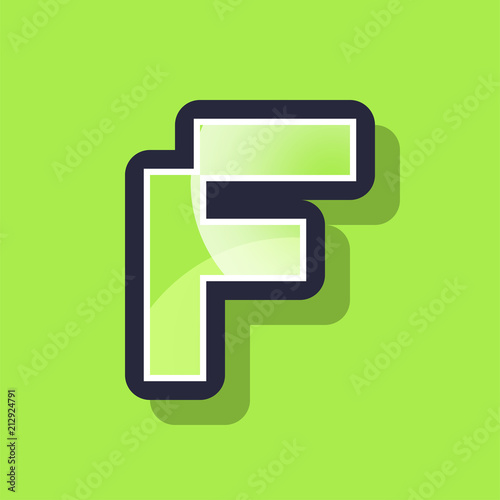 Letter F colorful pixel art alphabet typeface with shadow. vector typography design.