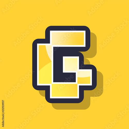 Letter G colorful pixel art alphabet typeface with shadow. vector typography design.