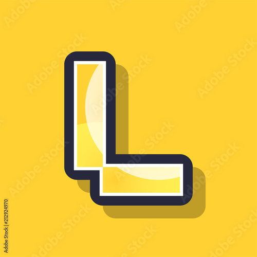 Letter L colorful pixel art alphabet typeface with shadow. vector typography design.