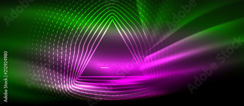 Neon glowing wave  magic energy and light motion background. Wallpaper template  hi-tech future concept