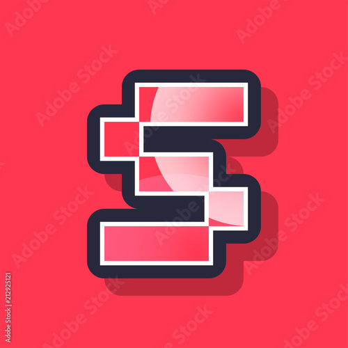 Letter S colorful pixel art alphabet typeface with shadow. vector typography design.
