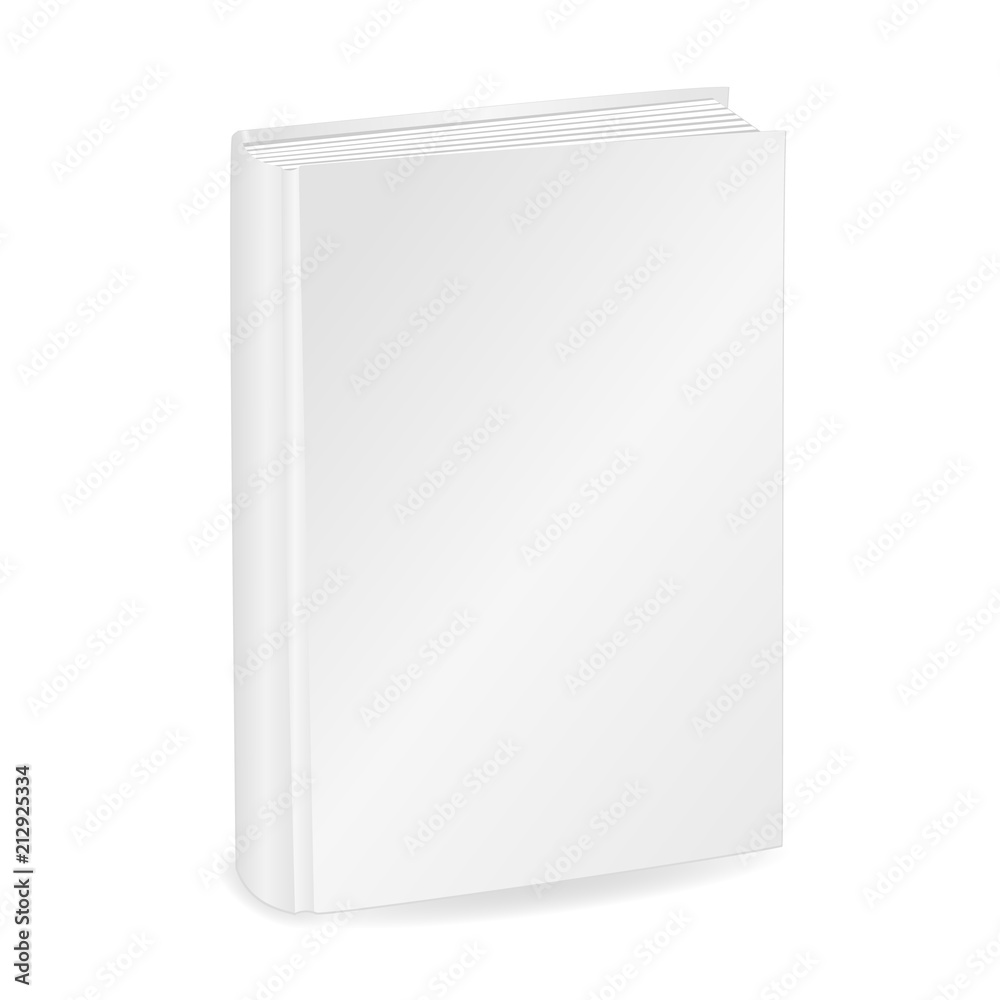 Blank white book cover . Isolated on white background. Mockup to display your design. Vector Blank white book cover . Isolated on white background. Mockup to display your design. Vector