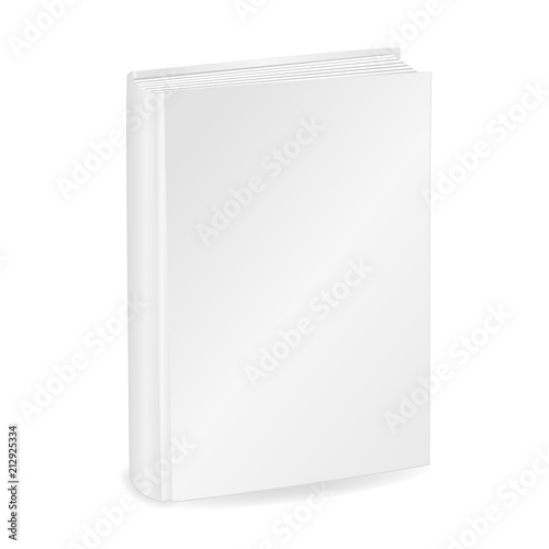 Blank white book cover . Isolated on white background. Mockup to display your design. Vector