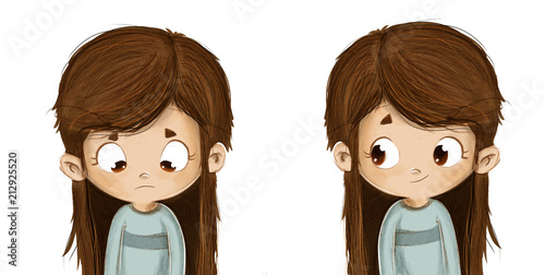 Foto Niño feliz y triste mostrando emociones de feliz y triste