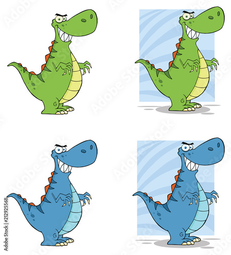 Dinosaur Cartoon Character Set 2. Vector Collection Isolated On White Background