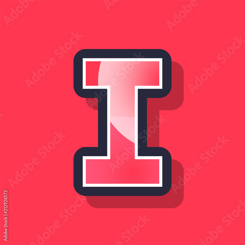 Letter I colorful pixel art alphabet typeface with shadow. vector typography design.