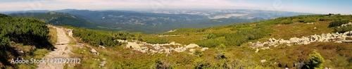 Na szlaku - panorama z wyprawy w polskie góry, Karkonosze w pobliżu Szklarskiej Poręby, pasma Sudetów