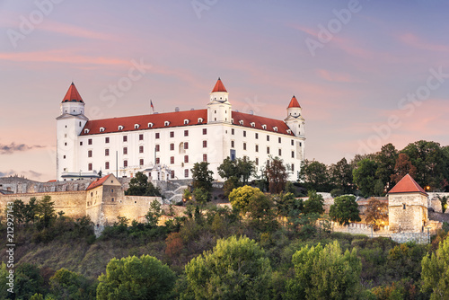 Wonderful impression of Bratislava castle (Slovakia, Europe) on summer sunset