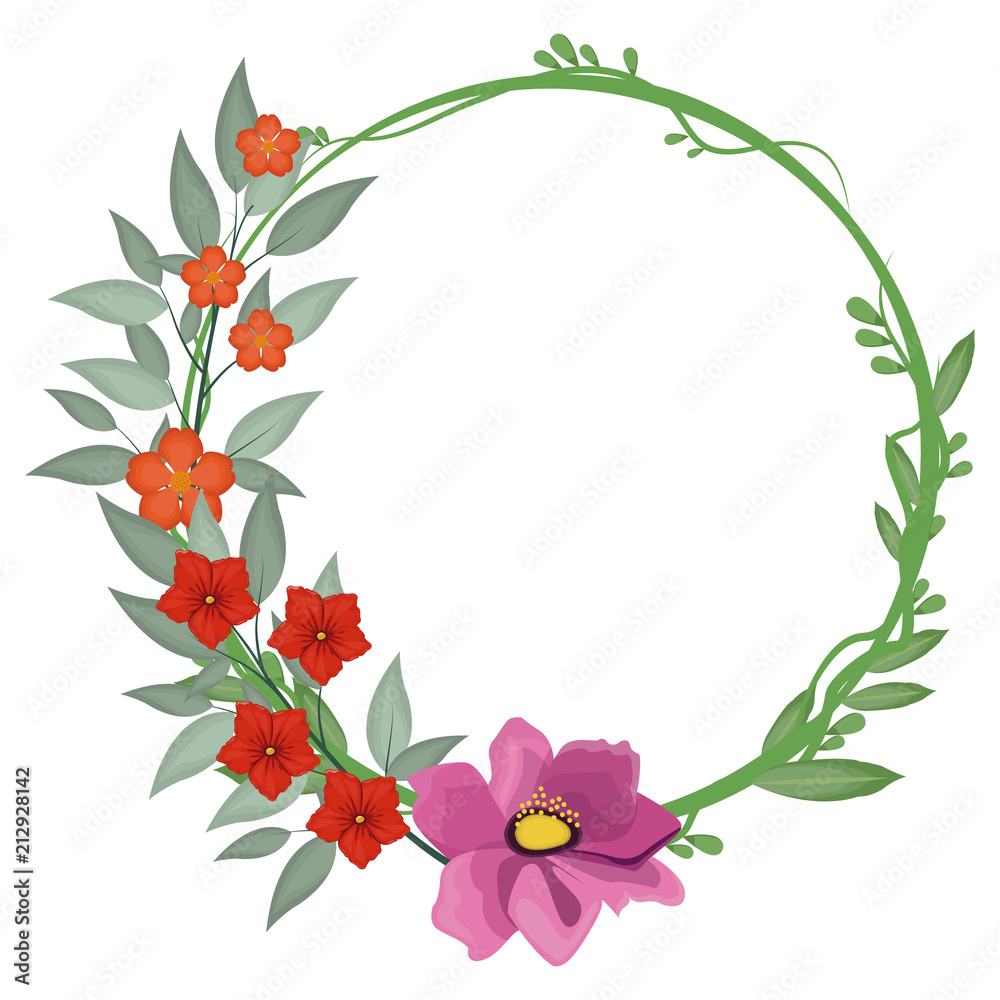 Decorative flowers blank round frame vector illustration graphic design Decorative flowers blank round frame vector illustration graphic design