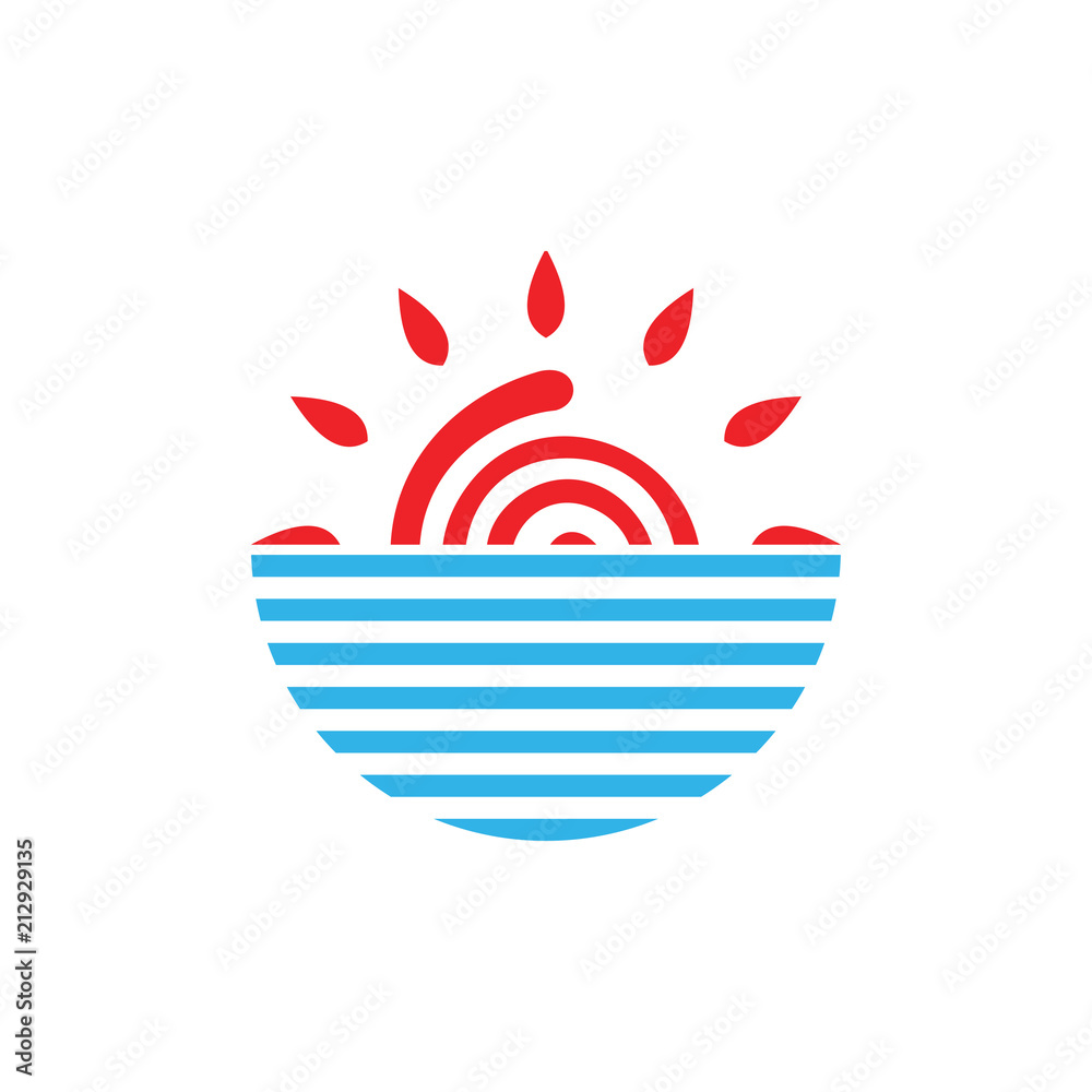 Sunset or sunrise on the sea logo 