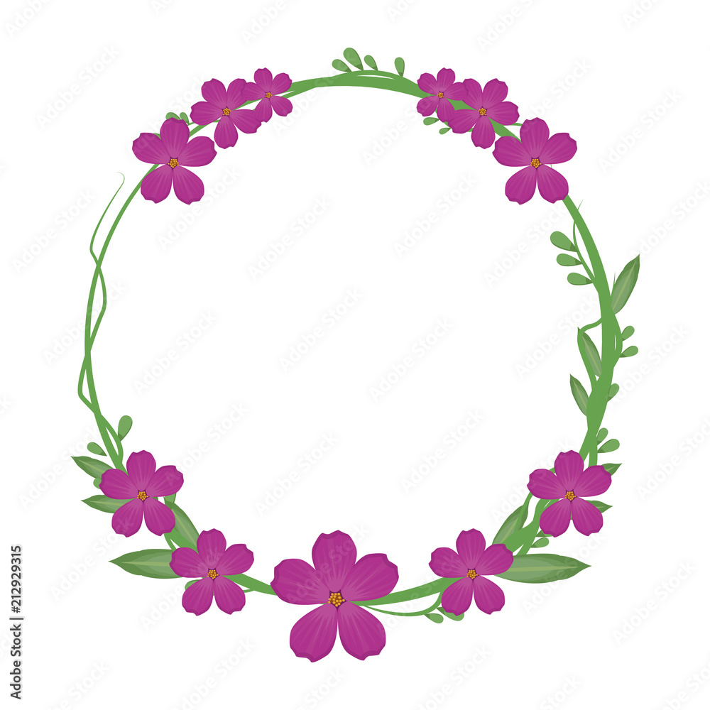 Decorative flowers blank round frame vector illustration graphic design Decorative flowers blank round frame vector illustration graphic design
