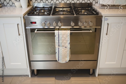 Gas oven in kitchen at home