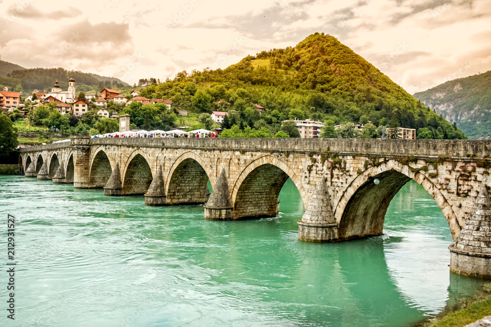 The Ottoman Mehmed Pasa Sokolovic Bridge in Visegrad, Bosnia Herzegovina
