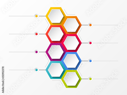 Empty layout with hexagons - concept of infograph. Vector.