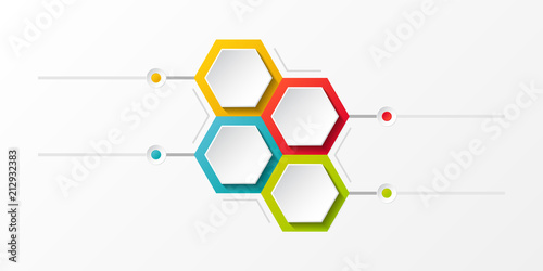 Empty layout with hexagons - concept of infograph. Vector.