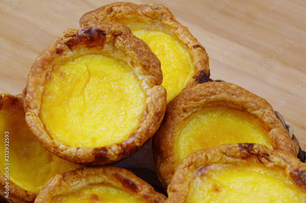 Puff pastry Menu Egg tart Homemade.
Egg tart in basket on wooden background. Puff pastry Menu Egg tart Homemade.
Egg tart in basket on wooden background.