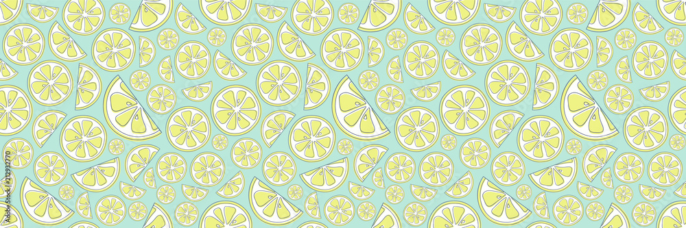 Summer - pastel coloured seamless texture with cute hand drawn lemons. Vector.