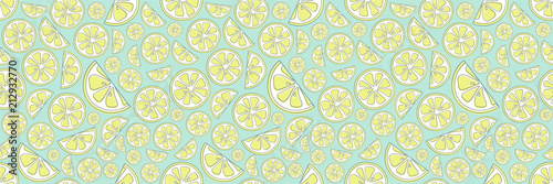 Summer - pastel coloured seamless texture with cute hand drawn lemons. Vector.