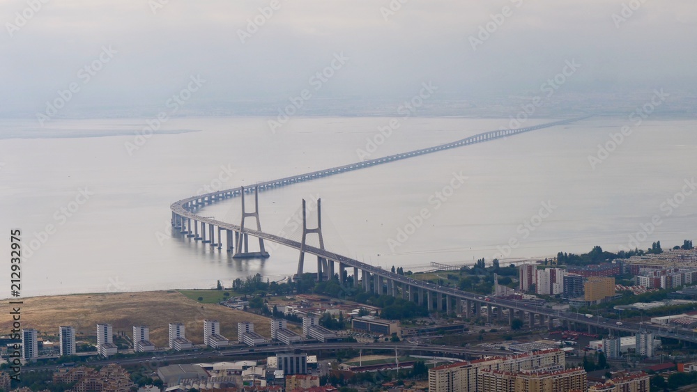 Vue aérienne du Pont.Vasco de Gama, Lisbonne, Portugal 