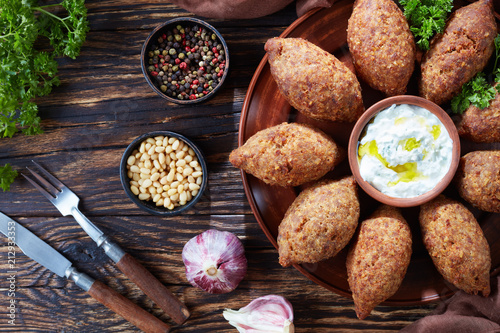 deep fried kibbeh of ground beef meat