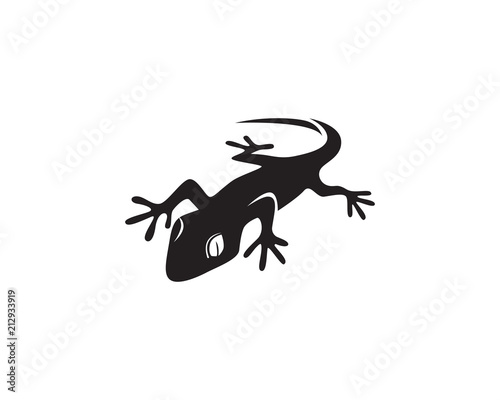 Lizard Chameleon Gecko Silhouette black vector Fototapet