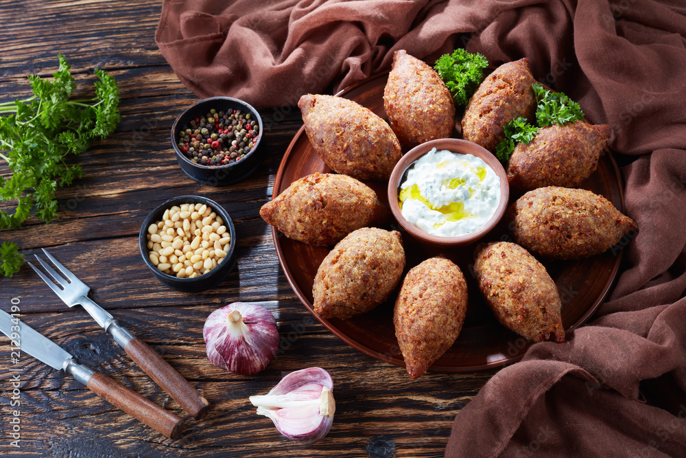 deep fried kibbeh of ground beef meat Stock Photo Adobe Stock