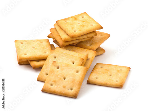 square crackers isolated on white background.