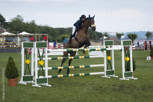 SALTO DE CABALLO EN CONCURSO DE HIPICA