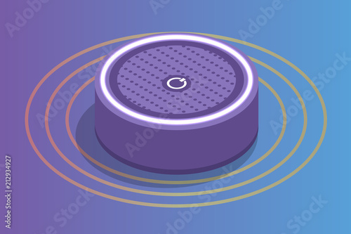 Smart assistant Speaker, Voice control isometric concept. Vector illustration