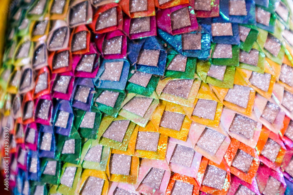 colorful of ribbon and diamond dust on surface colorful of ribbon and diamond dust on surface