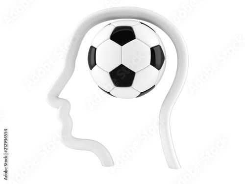 Soccer ball inside head profile