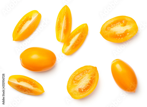 Yellow Plum Tomatoes Isolated on White Background