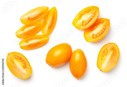 Yellow Plum Tomatoes Isolated on White Background