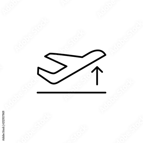 airplane take off line black icon on white background