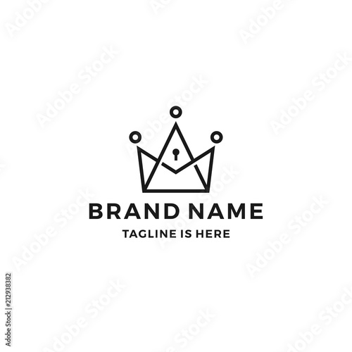 king crown keyhole key hole lock logo vector line outline