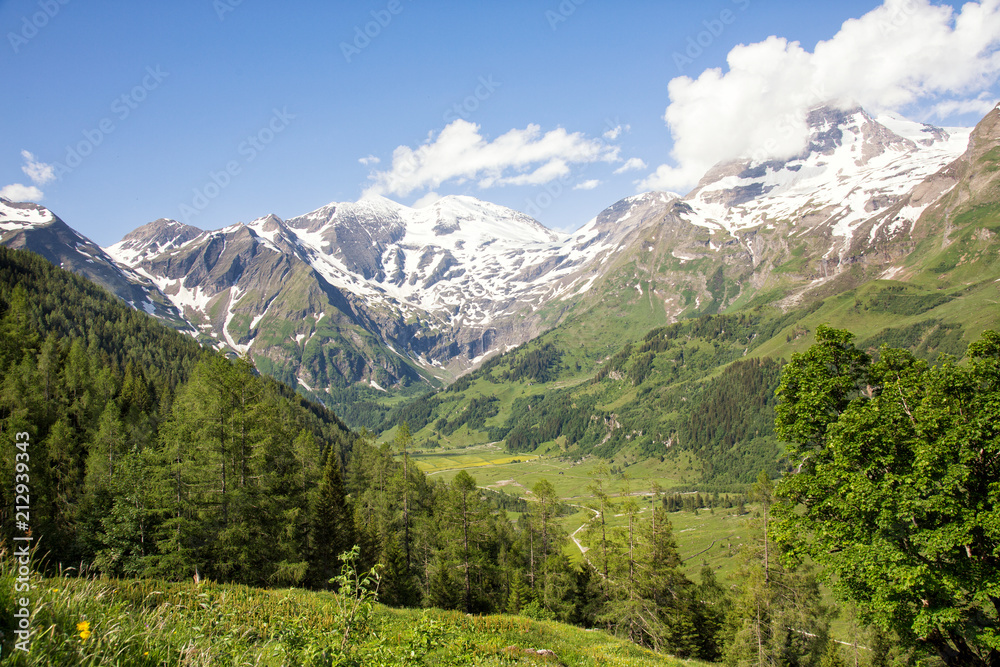 Grossglockner Hochalpenstrasse nature reserve - Scenic Alpine landscape and snowcapped mountains in Austria.