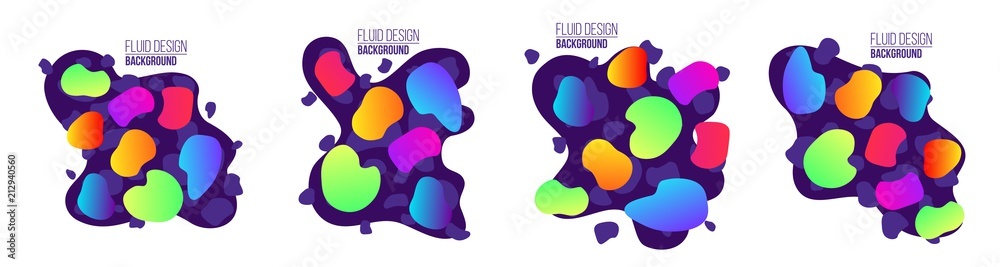 Creative vector illustration of modern fluid organic colorful gradient shapes composition isolated on transparent background. Art design fluorescent colors bubbles. Abstract concept graphic element