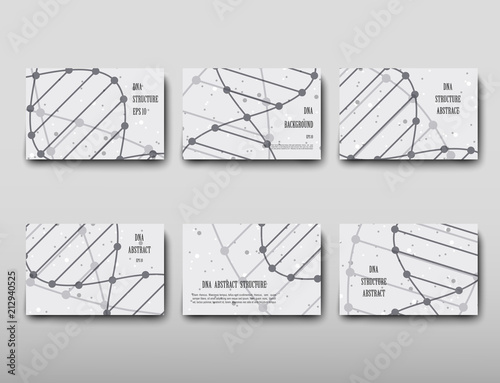 DNA abstract geometric background, layout in A4 set technology brochure flyer design template vector shadow