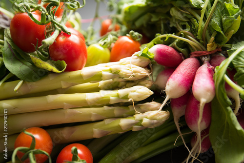 Fresh vegetables piled