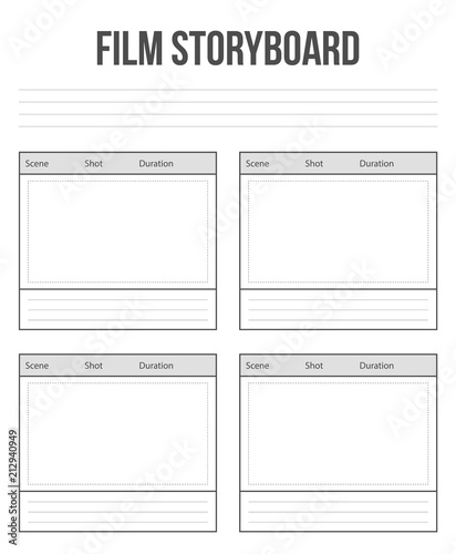 Creative vector illustration of professional film storyboard mockup isolated on transparent background. Art design movie story board layout template. Abstract concept graphic shot and scene element