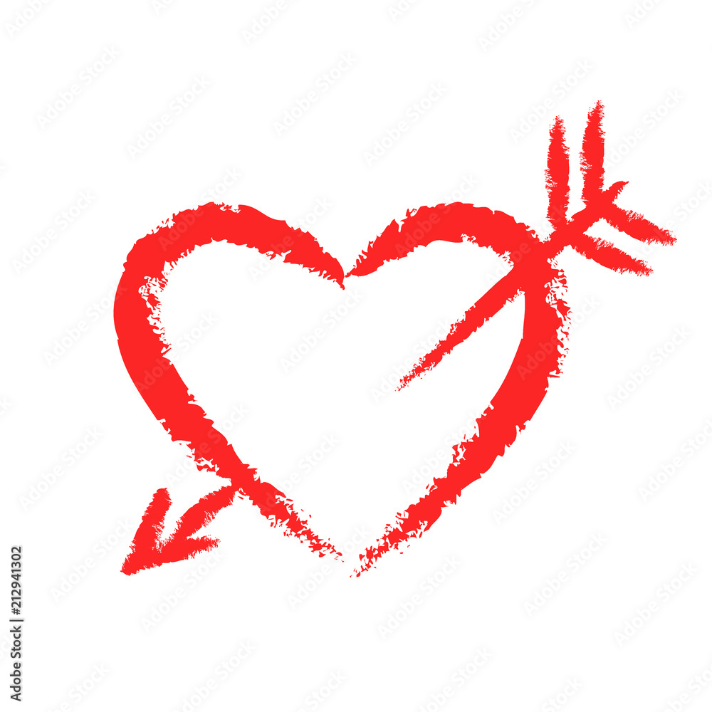 Vector hand-drawn red heart. Vector hand-drawn red heart.